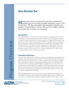 Gas Guzzler Tax:Program Overview  (EPA420-F[removed], September 2012)