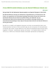 Firma OWAYO stattet Athleten aus der Bischof-Wittmann-Schule aus - Gekennzeichneter Inhalt, 12*09 Firma OWAYO stattet Athleten aus der Bischof-Wittmann-Schule aus drucken