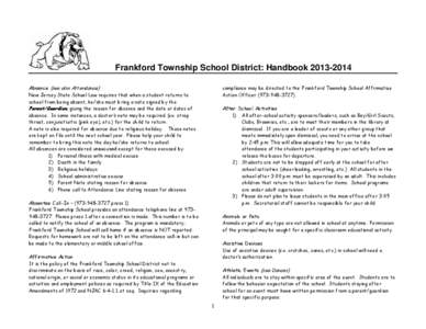 FRANKFORD TOWNSHIP SCHOOL HANDBOOOK[removed]