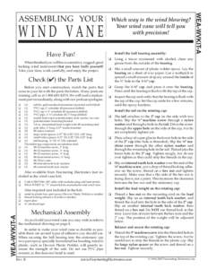 Which way is the wind blowing? Your wind vane will tell you with precision! WIND VANE