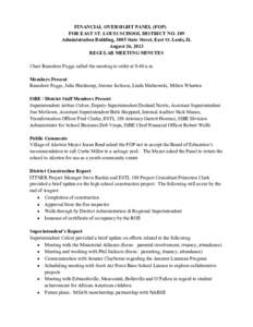 East St. Louis School District 189 Financial Oversight Panel Meeting Minutes - August 26, 2013