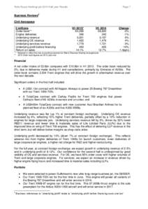 Rolls-Royce Holdings plc 2014 Half-year Results  Page 7 Business Reviews2 Civil Aerospace