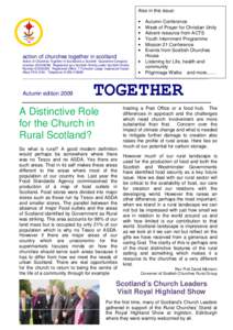 Also in this issue: Autumn Conference Week of Prayer for Christian Unity Advent resource from ACTS Youth Internment Programme Mission 21 Conference