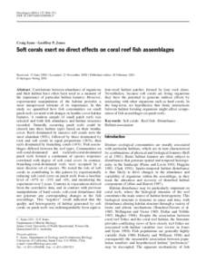 Oecologia:560–571 DOIs004420000617 Craig Syms · Geoffrey P. Jones  Soft corals exert no direct effects on coral reef fish assemblages