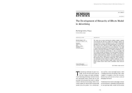 Bambang Sukma Wijaya / The Development of Hierarchy of Effects Model in Advertising[removed]ISSN: [removed]Vol. 5 | No. 1