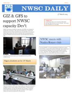 NWSC DAILY  GIZ & GFS to support NWSC capacity Dev’t