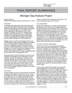Conservation / Environment of the United States / Gap Analysis Program / United States Geological Survey / Wildlife / Conservation biology / Biodiversity / Wetland / Michigan Department of Natural Resources / Environment / Biology / Ecology