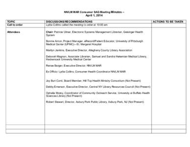 Consumer SAG Minutes (April 2014)