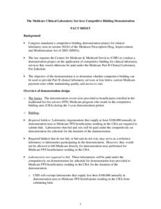 The Medicare Clinical Laboratory Services Competitive Bidding Demonstration