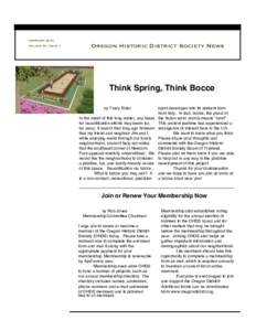 February 2010 Volume 37, Issue 1 Oregon Historic District Society News  Think Spring, Think Bocce