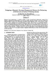 Journal of IT Designing a Biometric Strategy (Fingerprint) Measure for Enhancing ATM Security in Indian E-Banking System