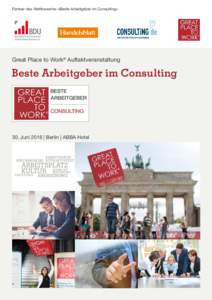 Partner des Wettbewerbs «Beste Arbeitgeber im Consulting»  BDU Bundesverband Deutscher Unternehmensberater e.V.