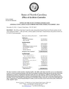 State of North Carolina LINDA COMBS STATE CONTROLLER Office of the State Controller