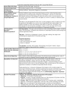 Lesson Title & Arts Area  Curriculum Leadership Institute in the Arts 2011 Lesson Plan Format Japan and the Jazz Age, Visual Arts  School & Grade Level