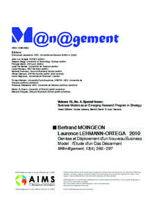 M@n@gement vol. 13 no. 4, 2010, [removed]Bertrand MOINGEON & Laurence LEHMANN-ORTEGA