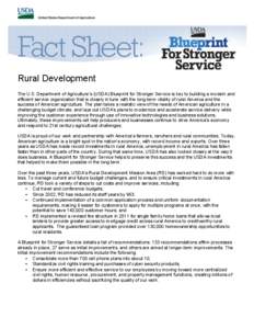    Rural Development   The U.S. Department of Agriculture’s (USDA) Blueprint for Stronger Service is key to building a modern and efficient service organization that is closely in tune with the long-term vitality of 