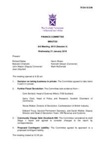 FI/S4/15/3/M  FINANCE COMMITTEE MINUTES 3rd Meeting, 2015 (Session 4) Wednesday 21 January 2015