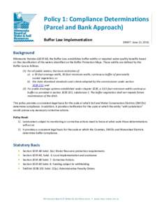 Policy 1: Compliance Determinations (Parcel and Bank Approach) Buffer Law Implementation DRAFT: June 22, 2016