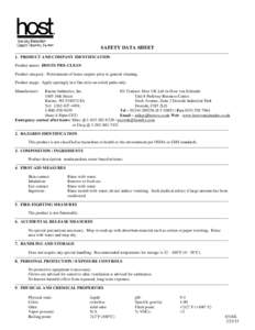 Page 2 HOST Pre-Clean SAFETY DATA SHEET ________________________________________________________________________________________________________________________________