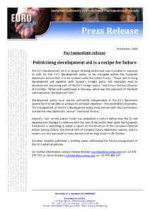 Eurostep Press Release - Politicising development aid is a recipe for failure