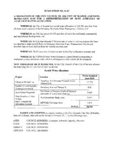 RESOLUTION NO.  11~03 A RESOLUTION OF THE CITY COUNCIL OF THE CITY OF SEASIDE AMENDING RESOLUTION 10~65 FOR A REPRIORITIZATION OFACRE~FEET OF