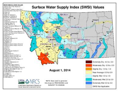 RIVER INDEX & SWSI VALUES  Surface Water Supply Index (SWSI) Values 1 Marias above Tiber Reservoir 1 2 Tobacco 0.6