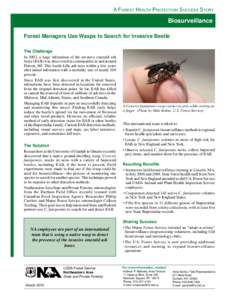 A Forest HeAltH Protection success story  Biosurveillance Forest Managers Use Wasps to Search for Invasive Beetle  The Challenge