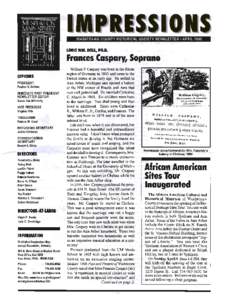 WASHTENAW COUNTY HISTORICAL SOCIETY NEWSLETTER· APRIL[removed]LOUIS WM. DOLL, PH.D. Frances Caspary, Soprano OFFICERS