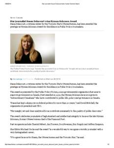 [removed]Star journalist Susan Delacourt wins Hyman Solomon Award News / Canada