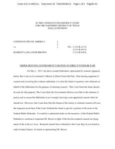 Case 3:12-crL Document 33 FiledPage 1 of 2 PageID 91 IN THE UNITED STATES DISTRICT COURT FOR THE NORTHERN DISTRICT OF TEXAS