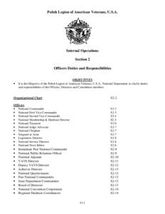 Polish Legion of American Veterans, U.S.A.  Internal Operations Section 2 Officers Duties and Responsibilities