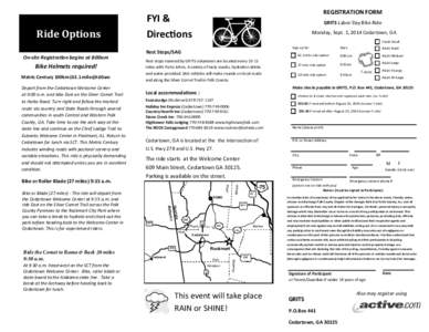 Ride Options  REGISTRATION FORM FYI & Directions