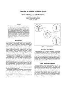 Gameplay as On-Line Mediation Search Justus Robertson and R. Michael Young Liquid Narrative Group Department of Computer Science North Carolina State University Raleigh, NC 27695