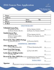 2014 Season Pass Application  LAKE BLUFF