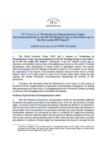 GPC Seminar on “Protection in Humanitarian Crises: Recommendations to the SG Working Group on the follow-up to the Sri Lanka IRP Report” 15 March 2013, 14:[removed]UNHCR HQ Geneva  1.