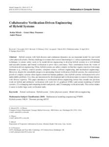 Math.Comput.Sci:71–97 DOIs11786y Mathematics in Computer Science  Collaborative Verification-Driven Engineering