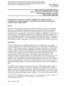 Economics / Bank regulation / Structured finance / Asset-backed commercial paper / Corporate finance / Office of the Comptroller of the Currency / Federal Reserve System / Market liquidity / Asset quality / Finance / Financial economics / Financial markets