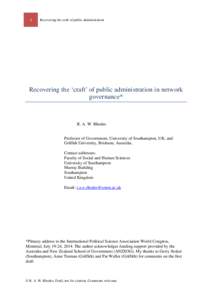 Recovering the craft of public administration