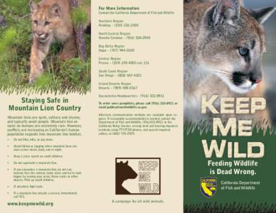 Keep Me Wild Mountain Lion brochure