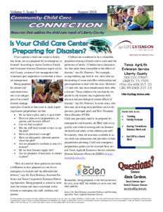 Volume 3, Issue 3  August 2010 Resources that address the child care needs of Liberty County