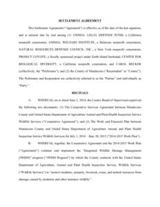 Wildlfe Services Settlement Agreement