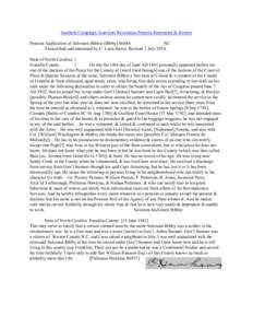 Southern Campaign American Revolution Pension Statements & Rosters Pension Application of Solomon Bibbie (Bibby) S6644 NC Transcribed and annotated by C. Leon Harris. Revised 1 July[removed]State of North Carolina } Frankl