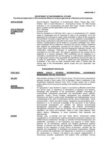 ANNEXURE C DEPARTMENT OF ENVIRONMENTAL AFFAIRS The National Department of Environmental Affairs is an equal opportunity, affirmative action employer. APPLICATIONS  :