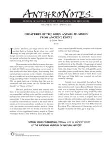 ANTHRONOTES  ™ MUSEUM OF NATURAL HISTORY PUBLICATION FOR EDUCATORS VOLUME 33 NO. 1 SPRING 2012