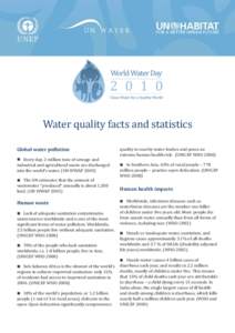 Water quality facts and statistics  Global water pollution ■ Every day, 2 million tons of sewage and