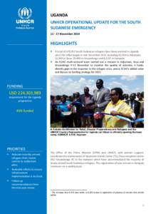 UGANDA UNHCR OPERATIONAL UPDATE FOR THE SOUTH SUDANESE EMERGENCY[removed]November[removed]HIGHLIGHTS