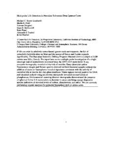 Multiprobe Life Detectioii in Hawaiian Sub-ocean Deep Ipeous Cores Michacl C. Storric-Lombardil Martin R. Fisk2 Susanne Mtglas 1 Gene D. McDonald1 Radu Pop1