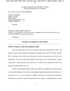 Case 1:08-cvMEH -KMT Document 122 FiledUSDC Colorado Page 1 of 30 IN THE UNITED STATES DISTRICT COURT FOR THE DISTRICT OF COLORADO Civil Action No. 08-cvMEH-KMT