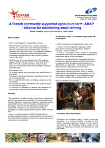 Sixth Framework Programme Scientific Support to Policies SSPE-CTA French community supported agriculture form: AMAP - Alliance for maintaining small farming