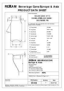 RE AM Beverage Cans Europe & Asia PRODUCT DATA SHEET PRODUCT DESCRIPTION H